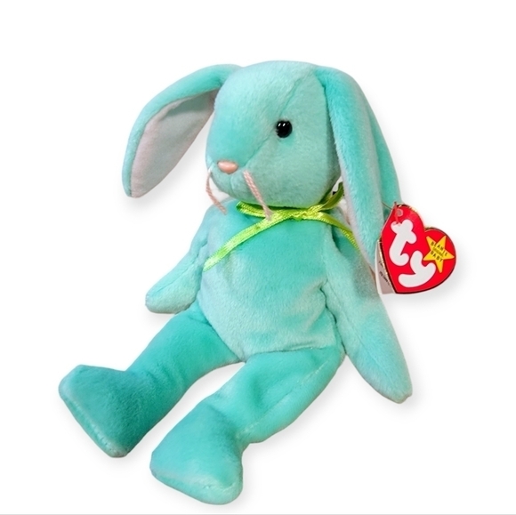 Vintage NWT Beanie Babies Hippity Green Bunny Plush 1996 P.V.C. Pellets 6-1-96 - Picture 16 of 16